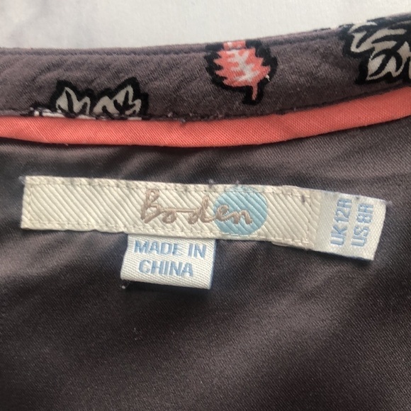 Boden Grey Maple Leaf Print Dress Size 8R - Picture 5 of 13